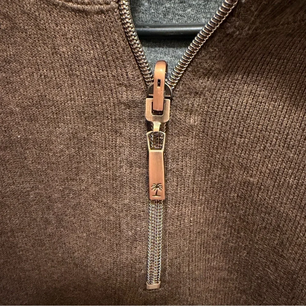 Tommy Bahama Relax Men’s Heavy Cotton 1/4 Quarter Zip Pullover Sz XXL Brown